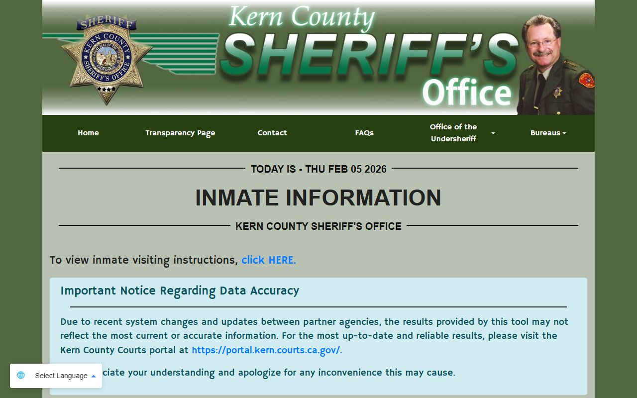 Kern County Sheriff inmate information