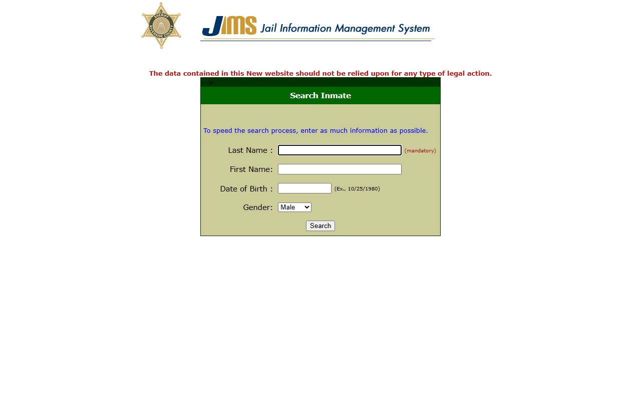 Riverside County Sheriff inmate search