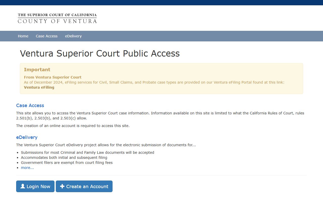 Ventura County court public portal
