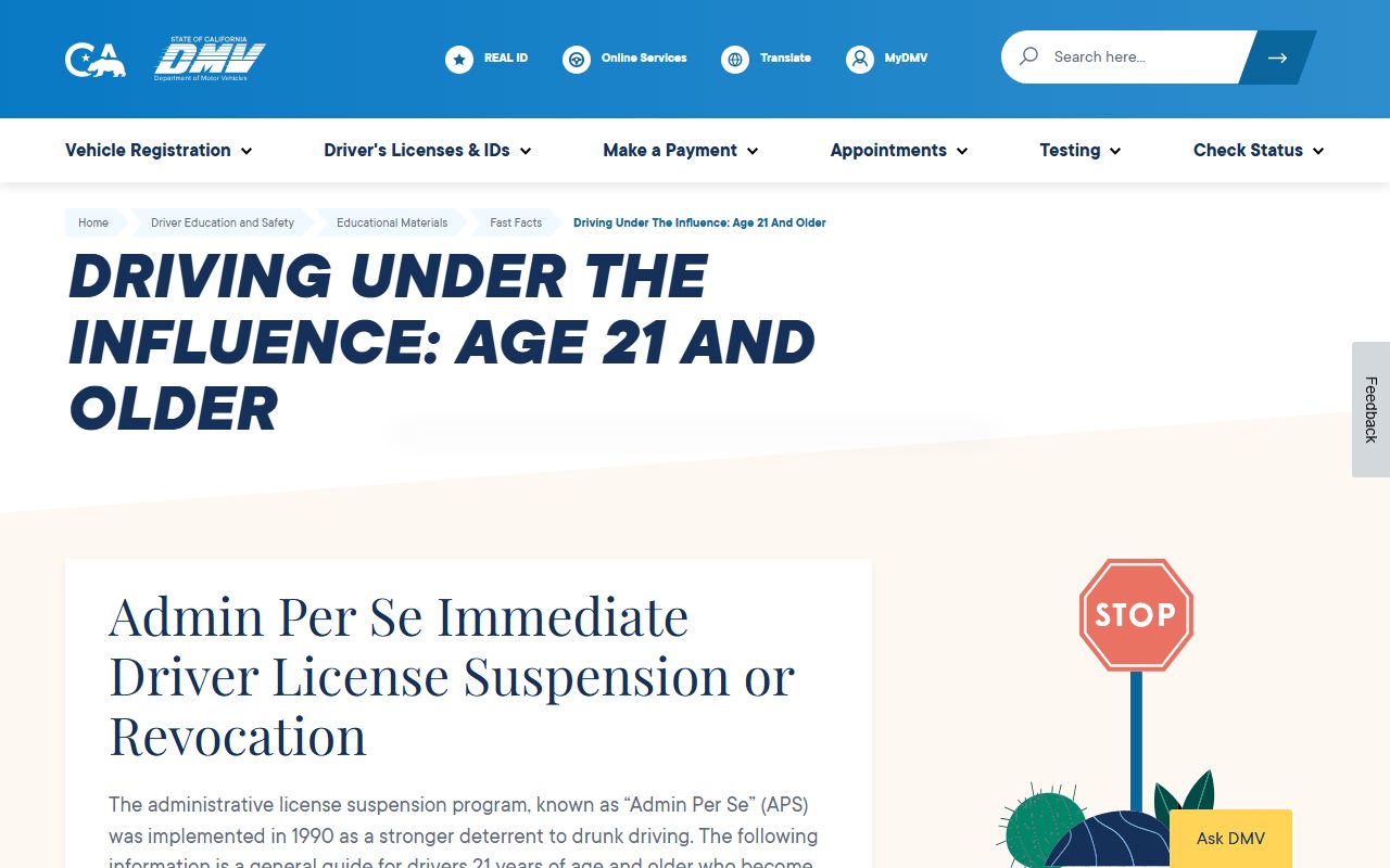 Admin Per Se suspension information